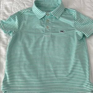 Vineyard Vines Sankaty Kids Polo - Mint and White Stripes